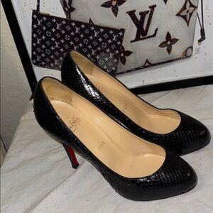 Christian Louboutin Black Textured Heels